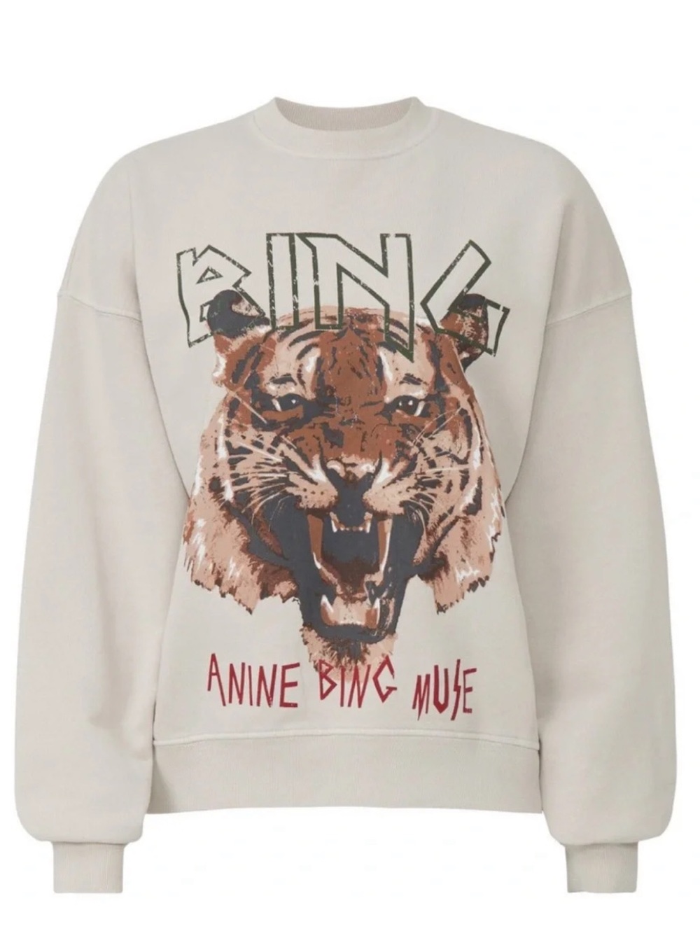 Anine Bing Cream Muse Tiger Graphic Sweatshirt